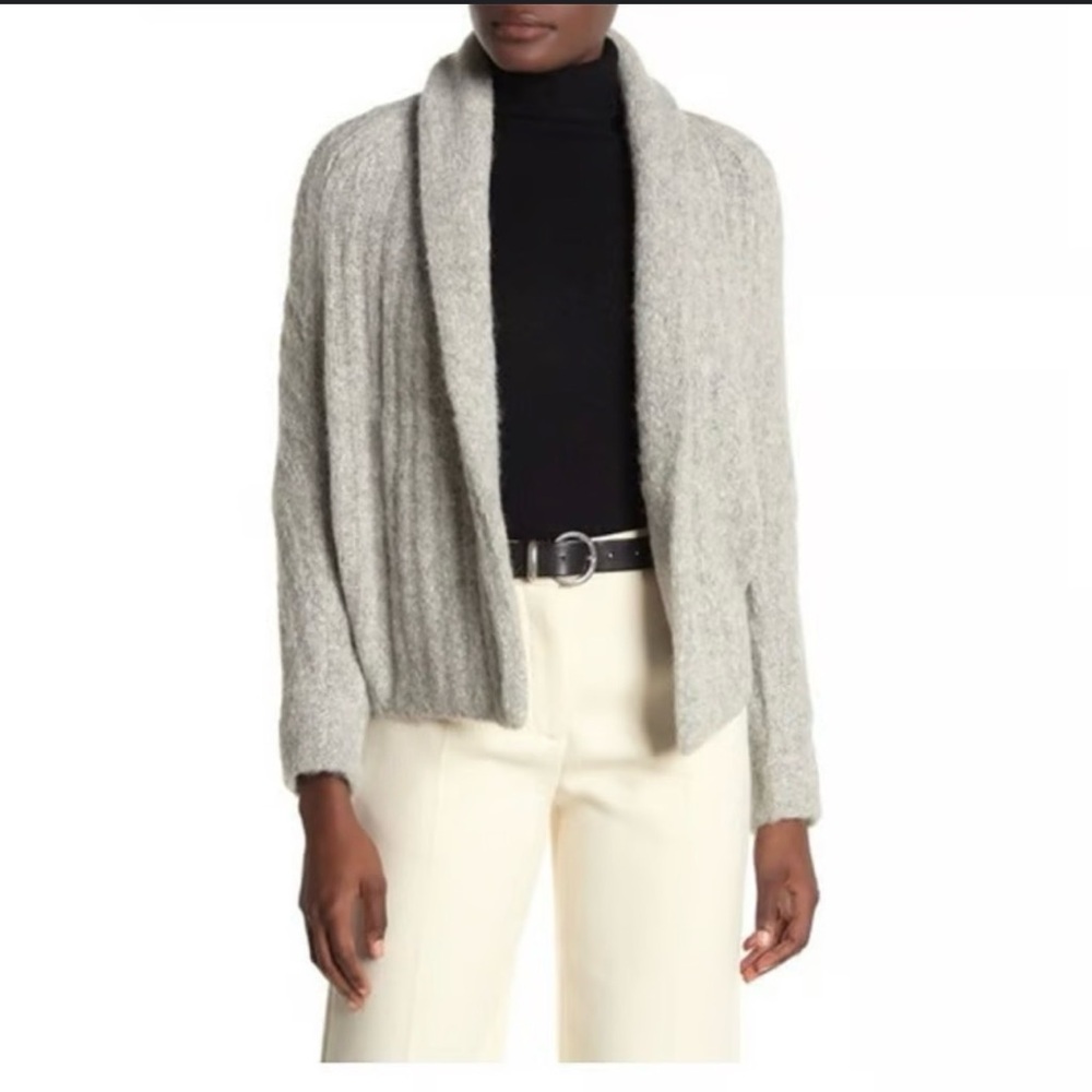 Vince Textured Alpaca-Blend Shawl Collar Batwing Sleeve Cocoon Cardigan medium